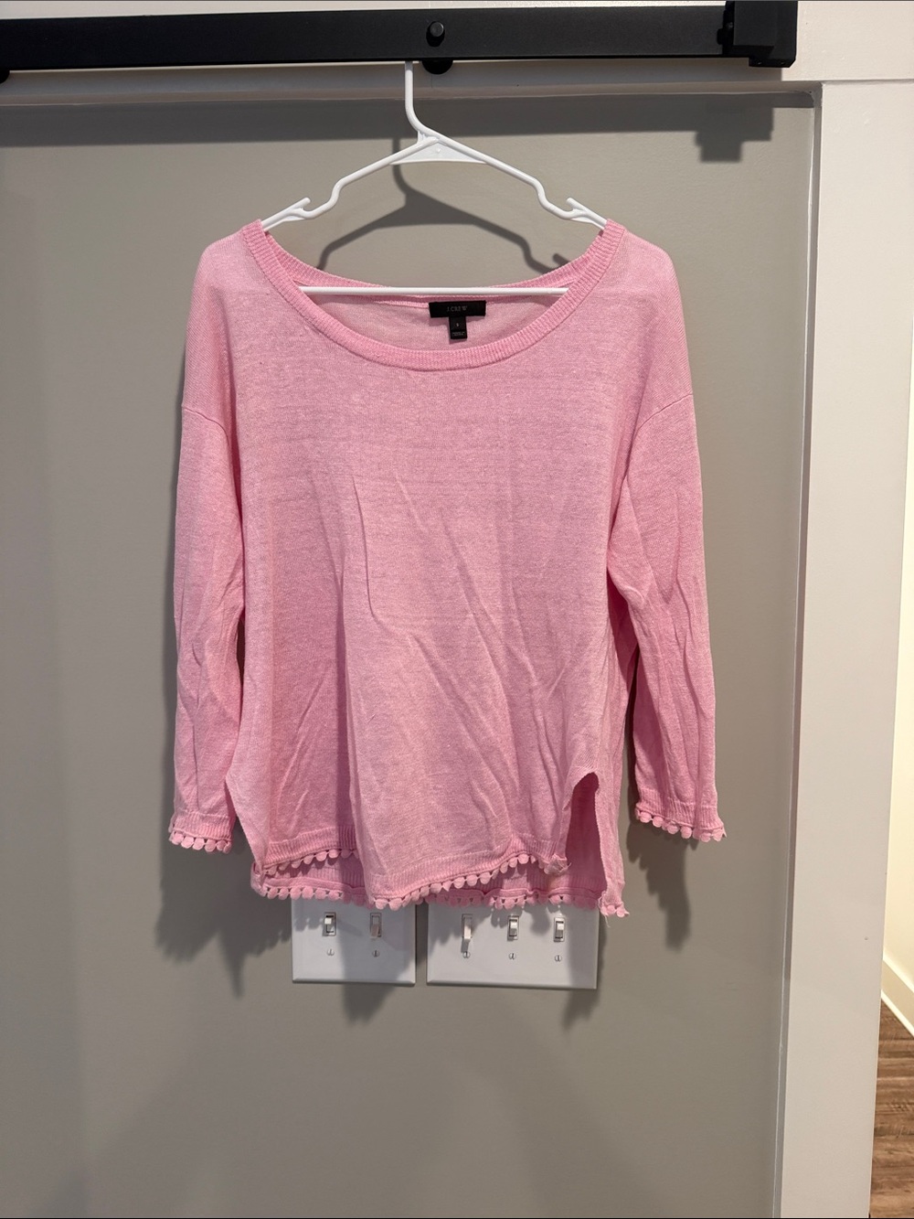 J. Crew Pink Scoop-Neck Long Sleeve Top